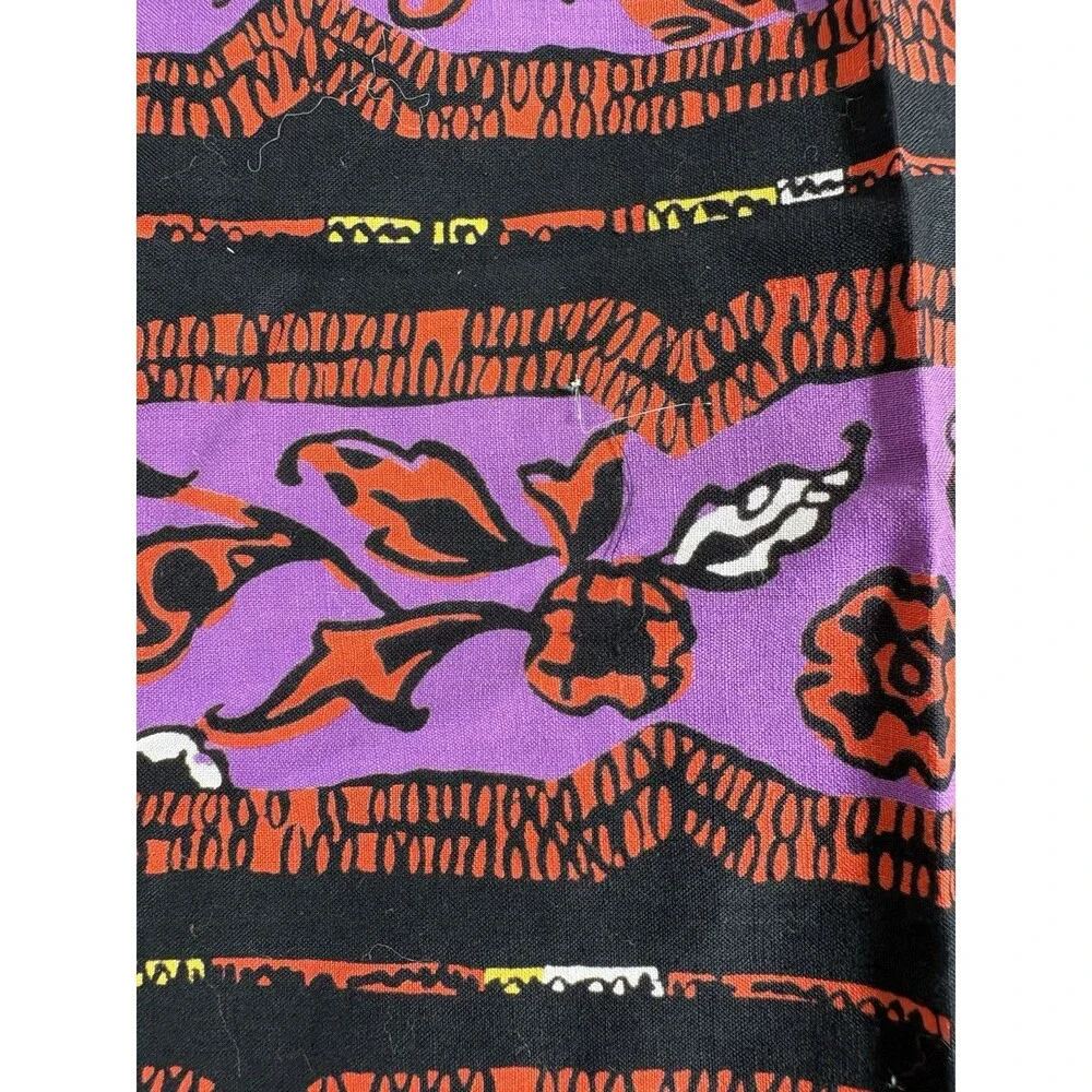 Vintage Cotton Fabric Purple Red Black Geometric Design 34” x 74” 2 Yds